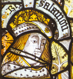 Image of Solomon in stained glass at Dyserth.