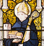 St Curig, stained glass at Llangurig.