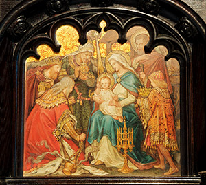 Nineteenth-century painting on a reredos at St Gabriel's Church, Swansea.